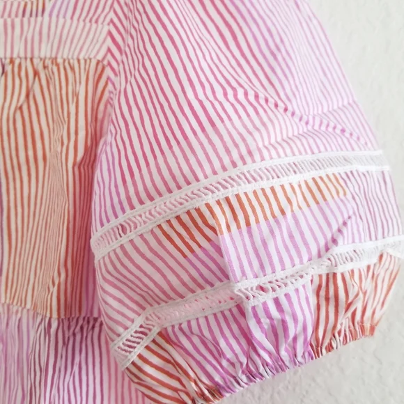 Anthropologie Gable Tiered Square Neck Puff Sleeve Pink Tunic Top Size S… - Picture 5 of 10